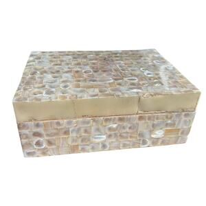 Vintage Purva Mother of Pearl Handmade Jewelry Box with Hinged Casket